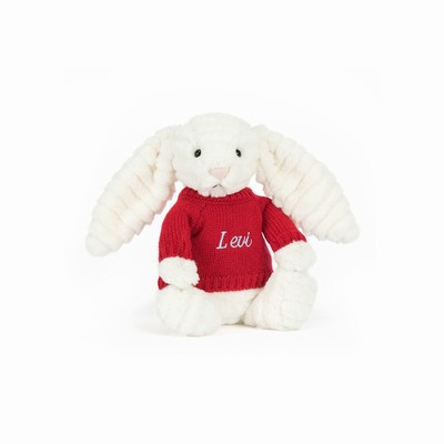 Jellycat Bashful Luxe Bunny Nimbus with Red Jumper Australia | 605284HVS